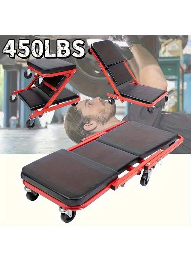 Black 36 Inch Automotive Repair Tool Bench Rolling Folding Car Seat 450 Lbs Capacity - Image 5
